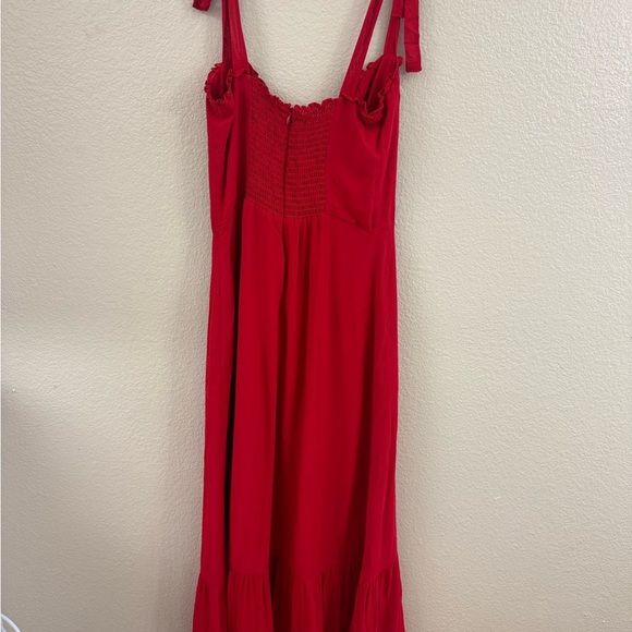 - Reformation Ruffle Trim Red Midi Dress - Picture 5 of 9